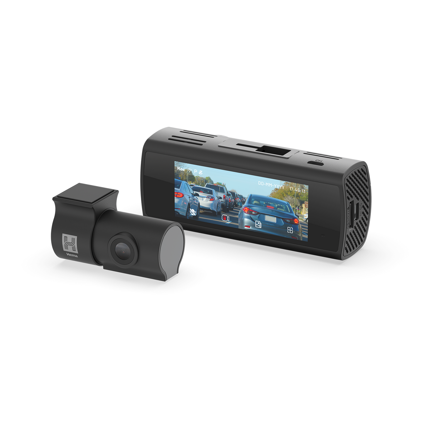 HM-DVR22 4K UHD Front Dash Camera and 1080p Rear Camera With 3.2” IPS Screen, Built-in GPS, and Wi-Fi